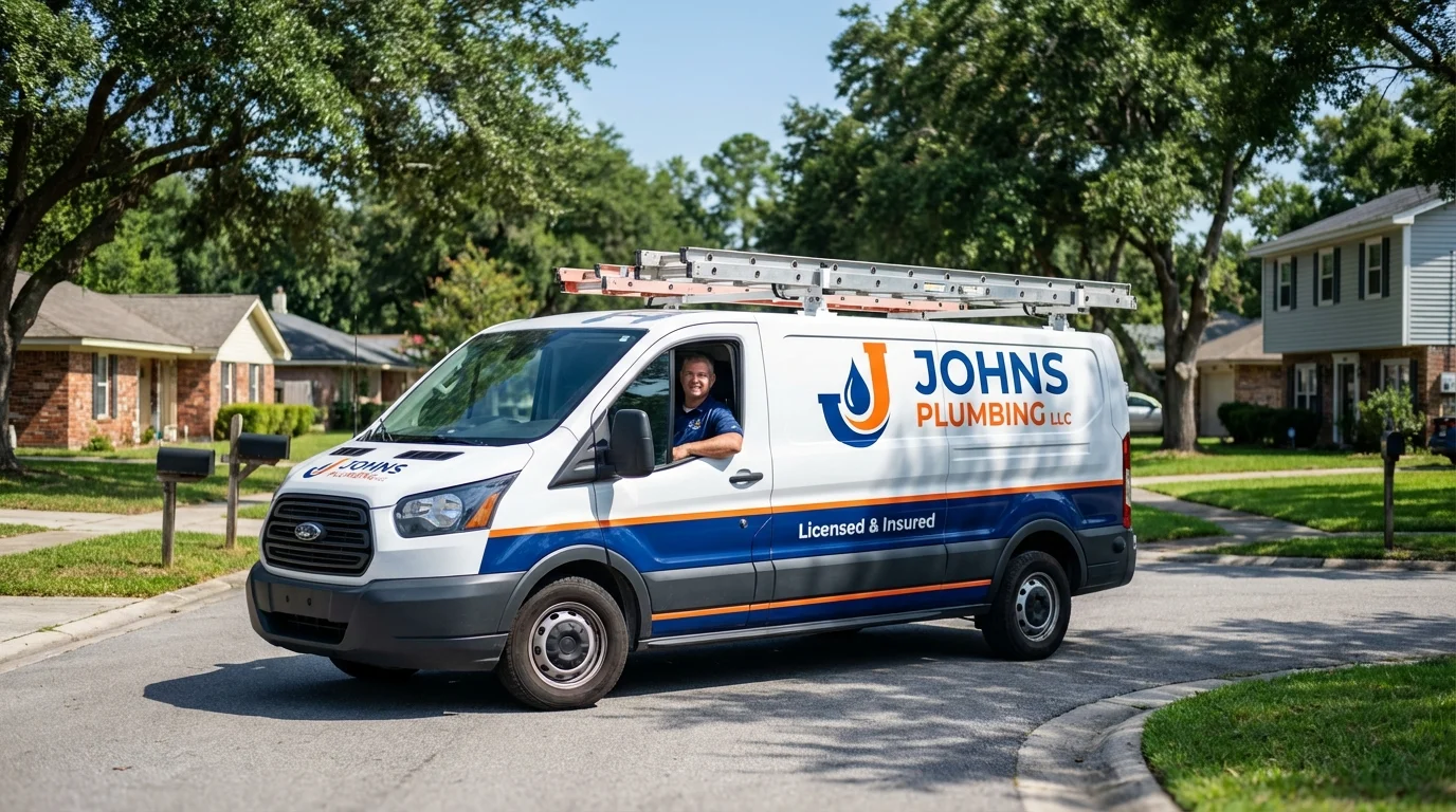 Johns Plumbing LLC service van in El Paso, TX