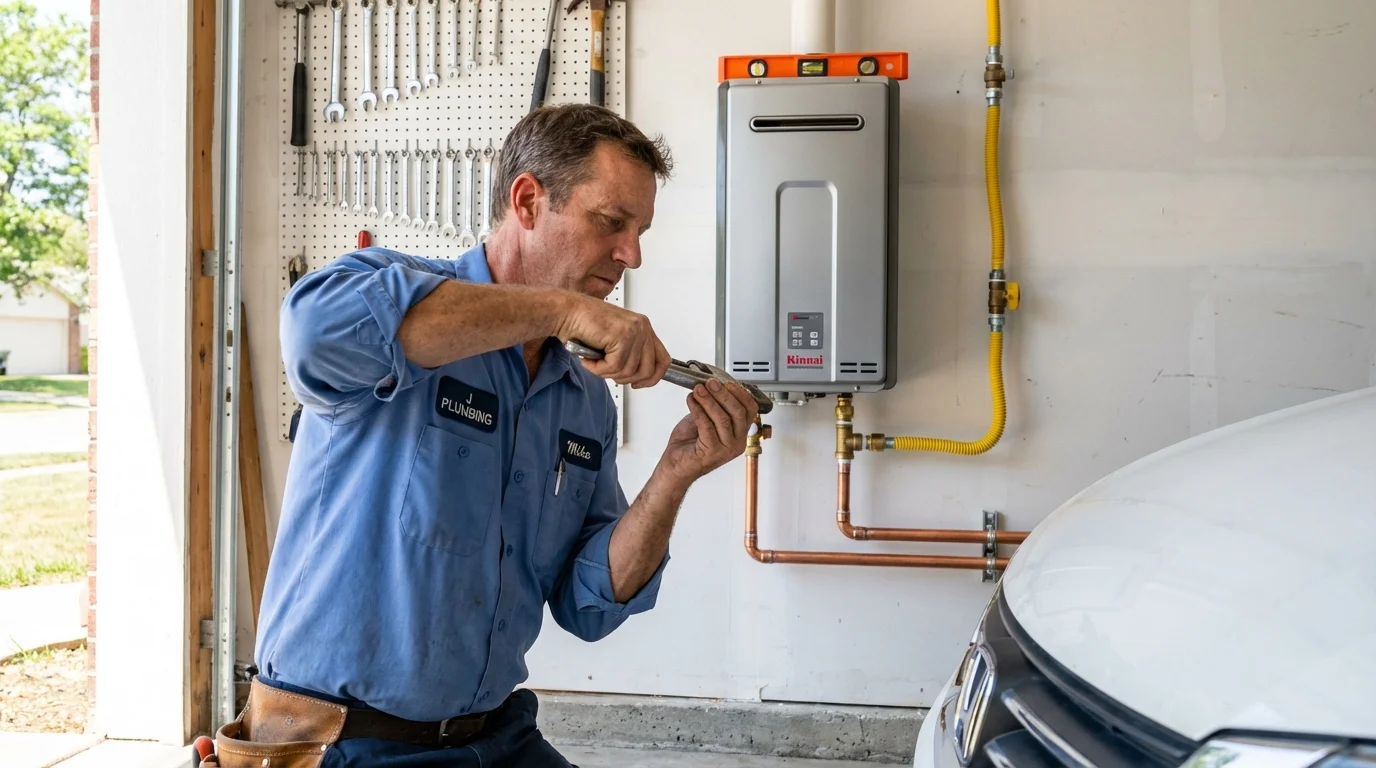 Tankless water heater installation by a Johns Plumbing LLC plumber in El Paso